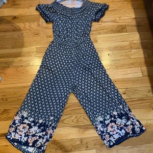 Xhilaration jumpsuit black with white patterns